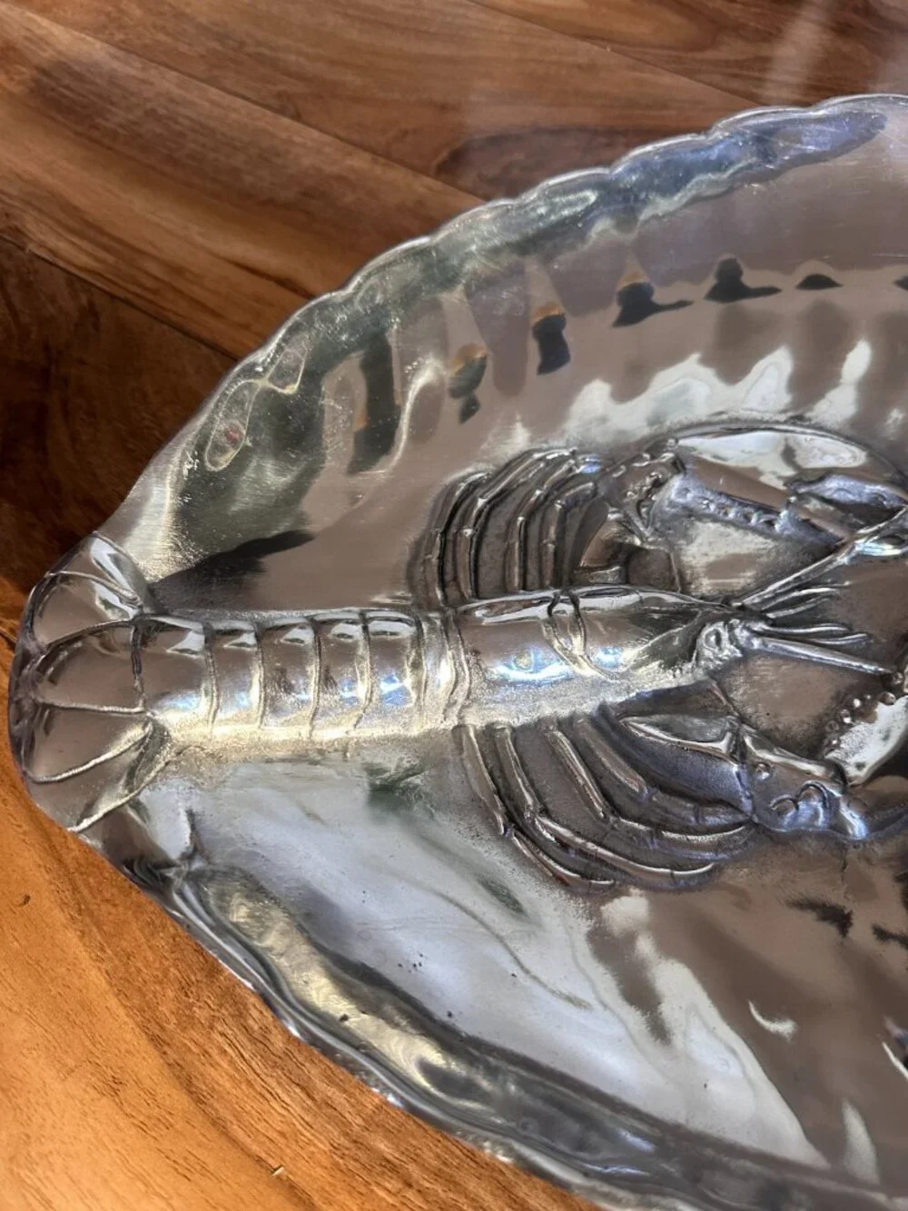 Mexico Pewter Coastal Serving Tray Set Marlin Fish Nautical Serveware Dish